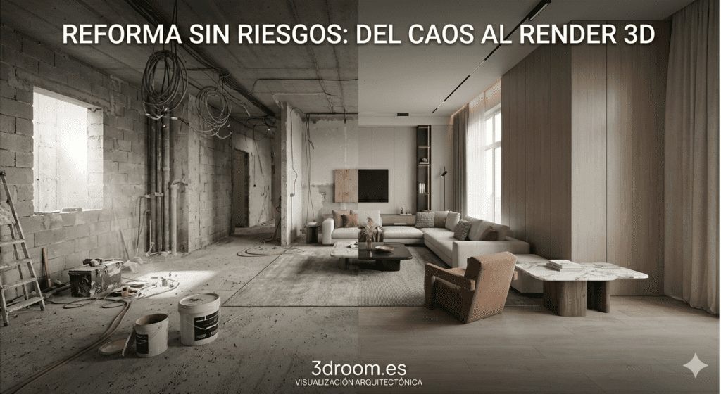 Una imagen de salón, antes y después.