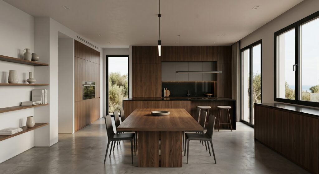 Render de cocina moderna de diseño para la sección de preguntas frecuentes sobre infografías 3D de 3DRoom
